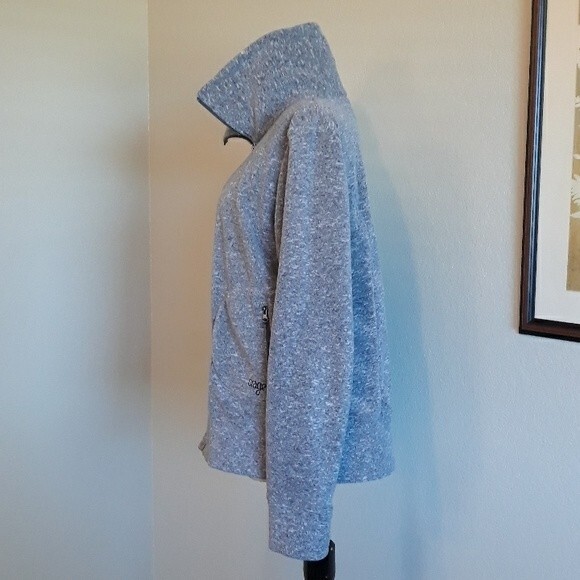 Orage Zip Up Fleece Jacket, Ladies Size L Gray High Neck - Picture 2 of 9